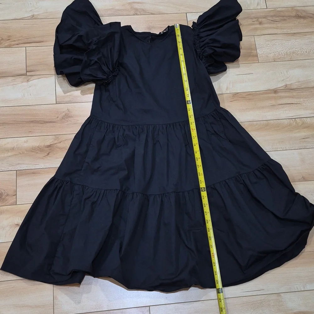 Chepe Women's Size Small Black Puff-Sleeve Dress - Picture 5 of 7